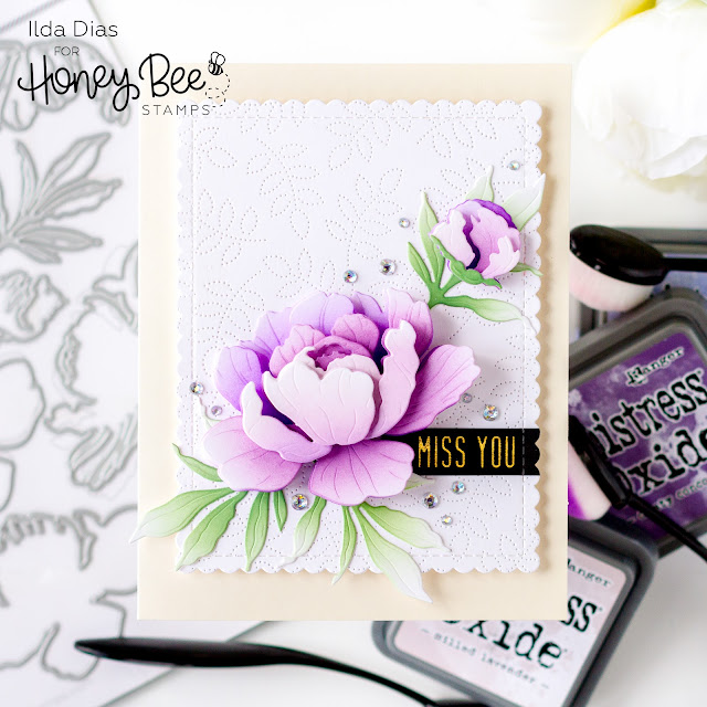 Lovely Layers Peony, Miss You Card,Honey Bee Stamps,Birthday Bliss Release, Friendship Card,Ink Blending,distress oxide,Card Making, Stamping, Die Cutting, handmade, ilovedoingallthingscrafty, Stamps, how to,