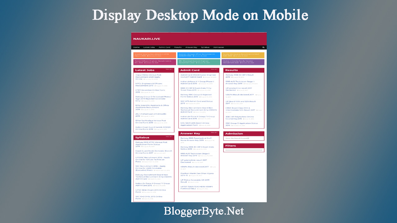 Display Desktop mode on mobile