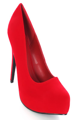 Red Smooth Velvet Close Toe Hidden Platform Pump Heels