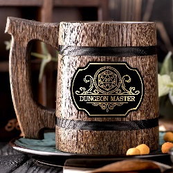 Image: Dungeon Master Beer Mug. Wooden Beer Mug. Dungeon and Dragons Mug. Dungeon Master Personalized Mug. D+D Gift. DnD Beer Stein. Personalized Gamer Gift. Beer Tankard