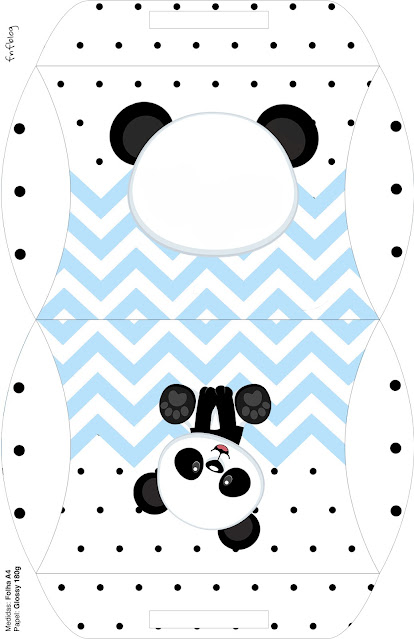 Panda in Light Blue Chevron and Black Polka Dots: Free Printable Boxes.