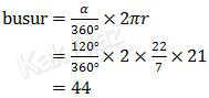 Cara menentukan panjang busur lingkaran dengan sudut pusat 120° dan jari-jari 21