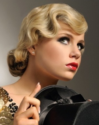 Vintage Finger Waves Updo Hair Style 2014  prom 
