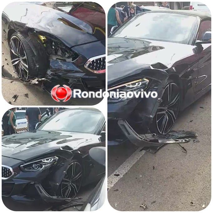 CARRO DE LUXO: BMW se envolve em forte colisão na região central da capital