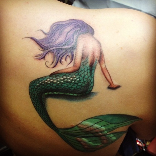 Mermaid Decal Sketch Temporary Tattoo Sticker Set for Body Arm Back Art Fake