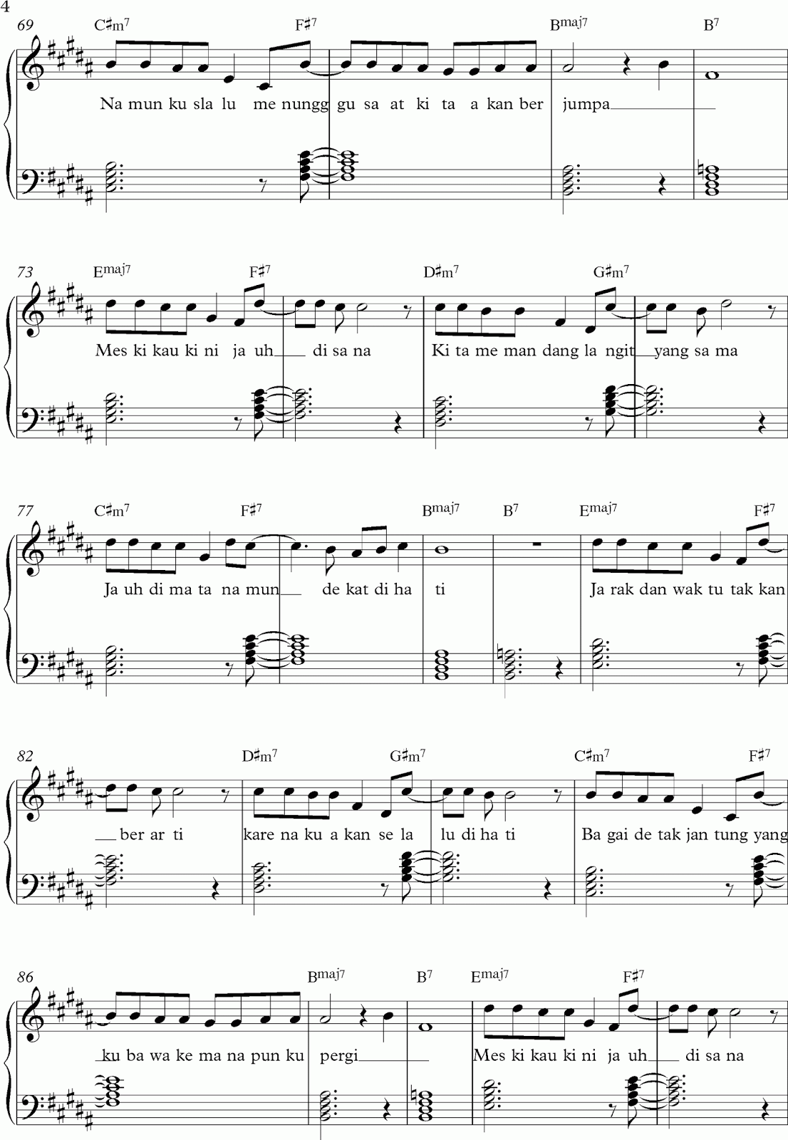 Partitur Lagu Barat Untuk Piano  Gudang Partitur