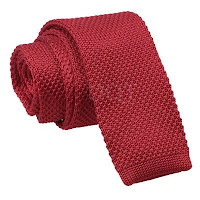 MENS KNITTED BURGUNDY SQUARE END TIE