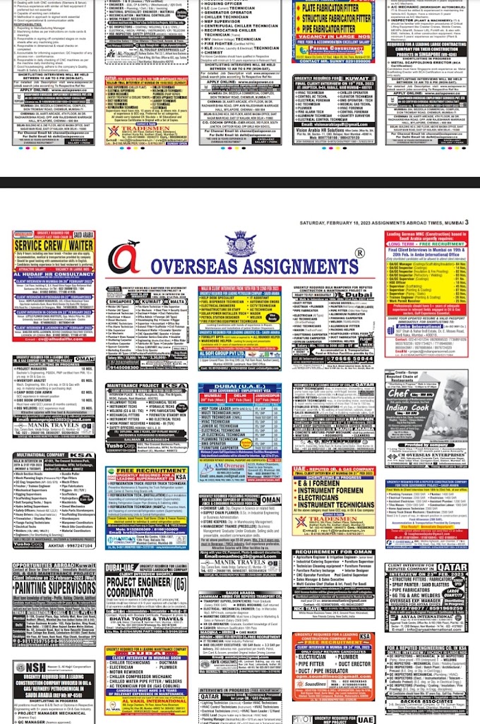 Assignments abroad times epaper jobs today