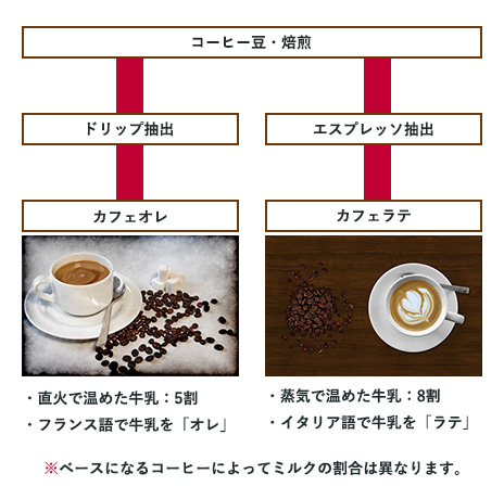 コーヒーの研究 カフェラテとカフェオレの違い