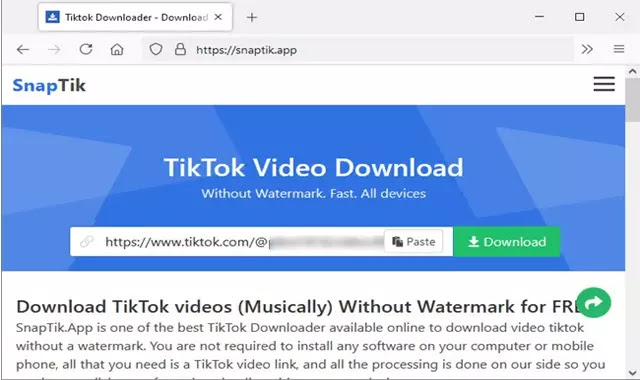 تنزيل فيديوهات التيك توك بدون علامة مائية TikTok