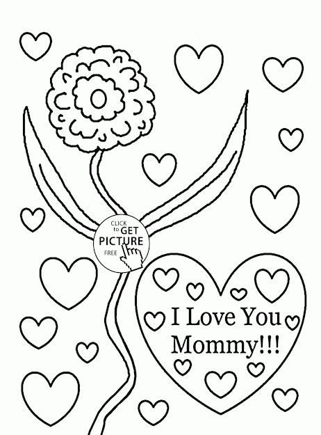 Love You Mommy  Mothers Day Coloring Page For Kids Coloring Pages  Printables Free