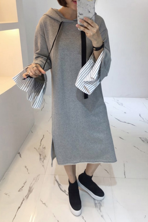 Hooded Dress With Contrast Cuffs