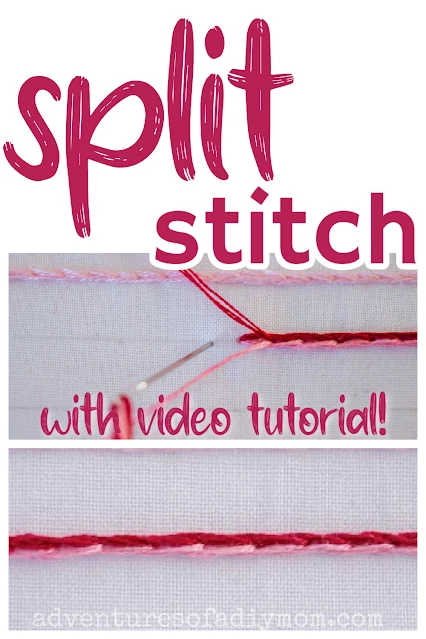 collage depicting the split stitch