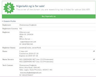 Nigerian man outsmarts FG, asking for N48m to sell domain names for “Nigerian Air”