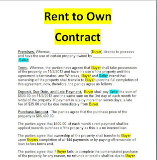 Rent To Own Contract Doc And Pdf Forms Examples Sample Contracts