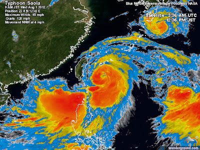 Typhoon Saola: Storm Centered Satellite Image for August 1, 2012