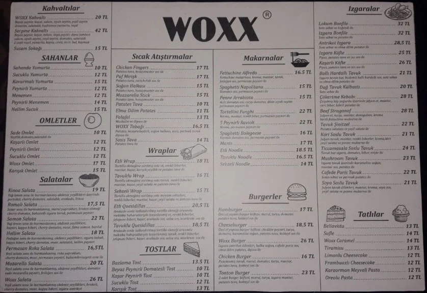 woxx cafe bistro sancaktepe istanbul menu fiyat