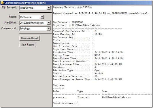 Lync - Snooper - Conf Pres reports - conf1