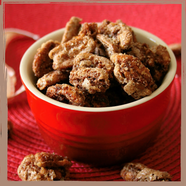 Spiced caramelised pecan nuts. 