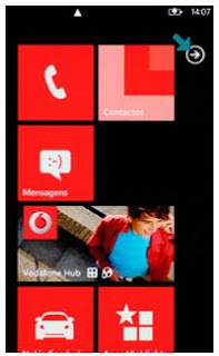 Tela inicial Nokia Lumia com Windws Phone 7.5