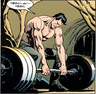 Batman lifting weights