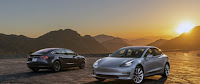 Two Tesla Model 3 (Credit: Tesla) Click to Enlarge.