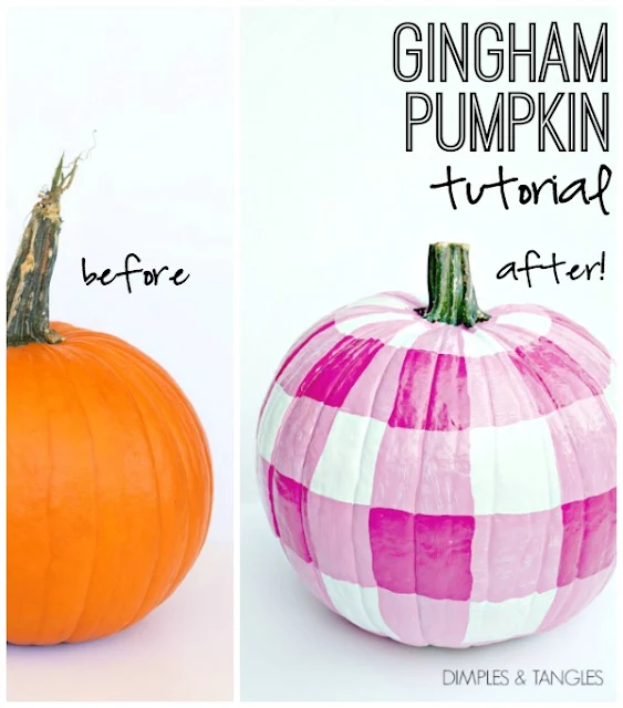 Gingham paint pattern on pumpkins