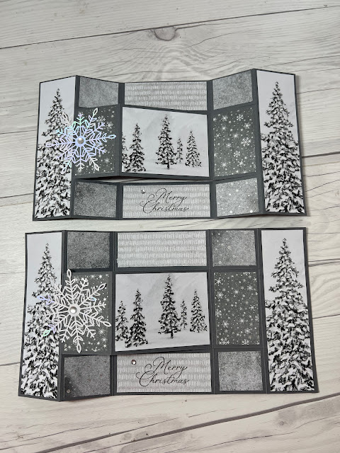 Trifold Shutter Christmas Card using Stampin' Up! Peaceful Place Specialty Designer Series Paper