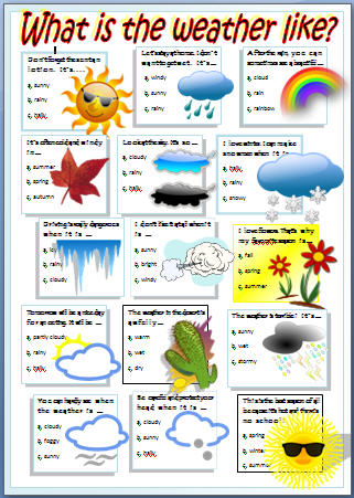 English worksheets ESL: stuff worksheet WEATHER weather esl words