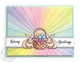 Sunny Studio Stamps: Spring Greetings Sun Ray Easter Bunny Card (using Sunburst Embossing Folder & A Good Egg Stamps)