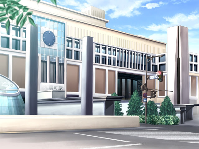 Building with a Big Front Clock (Anime Landscape)
