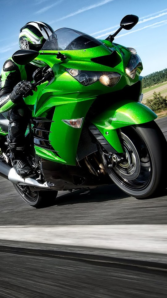 Kawasaki Ninja ZX 14 Light Green Android Wallpaper