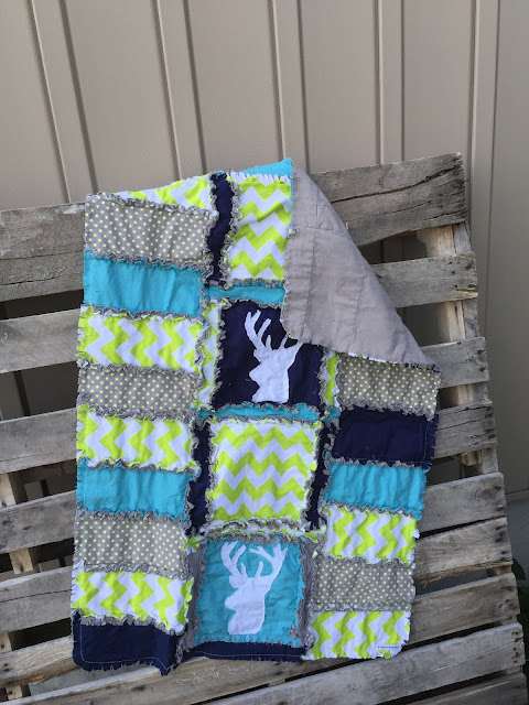 Deer Head Silhouette Rag Quilt by A Vision to Remember for a Baby Quilt