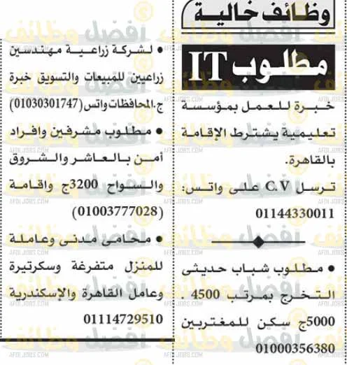 وظائف أهرام الجمعة 28-4-2023 لكل المؤهلات والتخصصات بمصر والخارج