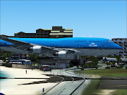 [FSX] KLM 747 over the Maho Beach (klm over the maho beach )