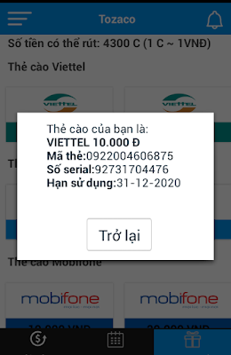 Tozaco 2017 - Ứng dụng kiếm thẻ cào miễn phí uy tín nhất Việt Nam