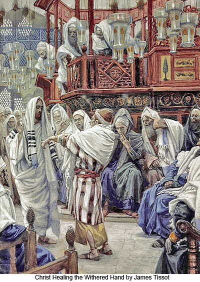 Christ healing the withered hand by James Tissot