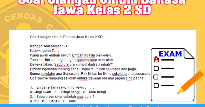  Soal  Ulangan Umum Bahasa  Jawa  Kelas  2 SD  Wiki Edukasi