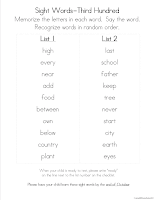 https://www.teacherspayteachers.com/Product/Sight-Words-Fry-Words-The-Third-Hundred-Homework-Packet-2121345