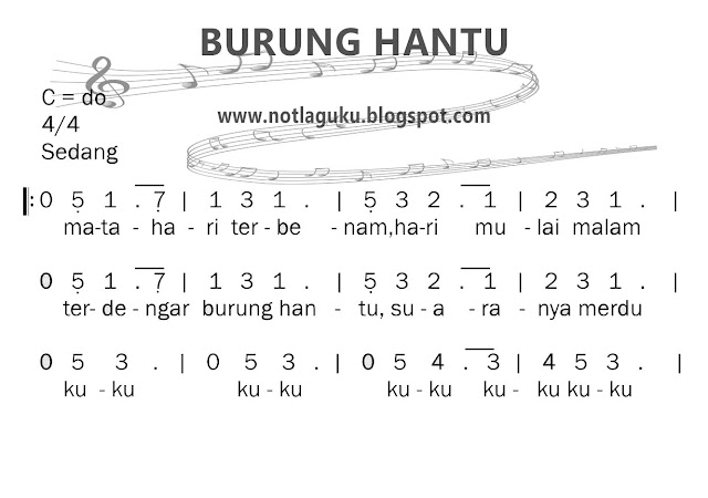 Not Angka Burung Hantu