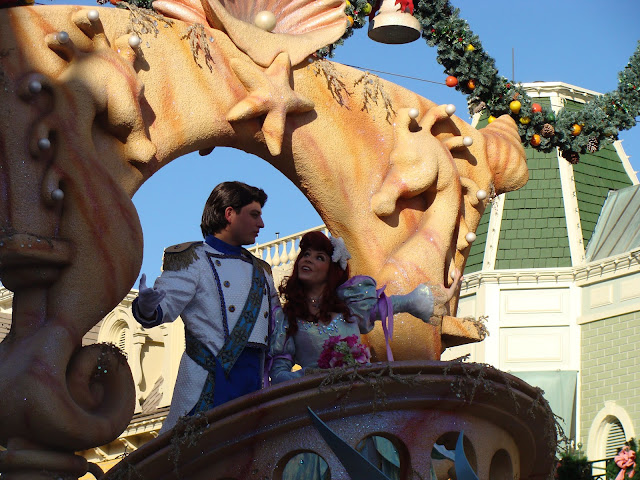 Princess Ariel and Princess Eric Christmas Parade Magic Kingdom Walt Disney World