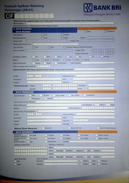 Contoh Pengisian Formulir Pembukaan Rekening Bri - Bagikan Contoh
