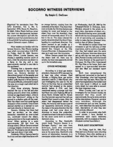 Socorro Witness Interviews Ufo Chronicle 1978
