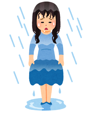 雨でずぶ濡れの人のイラスト