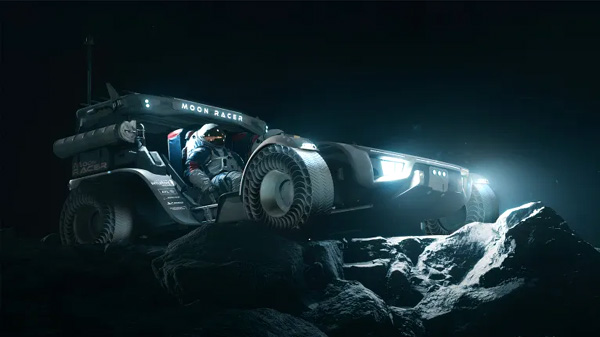 An artist's concept of Intuitive Machines' Moon RACER rover.