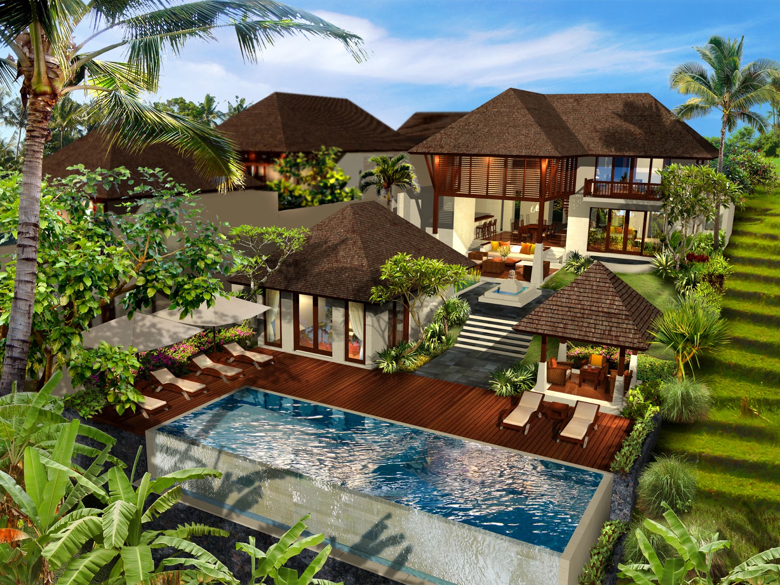 5 desain villa  dengan kolam  renang 