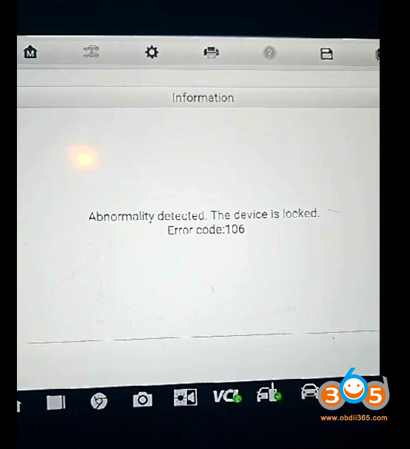 Autel IM608 II Device Locked Error Code 106 5