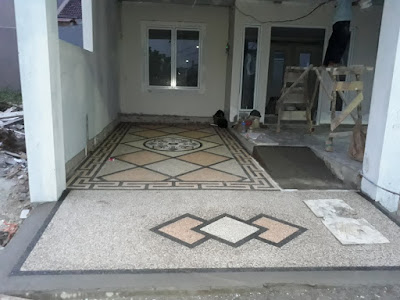 lantai carport Batu sikat motif minimalis