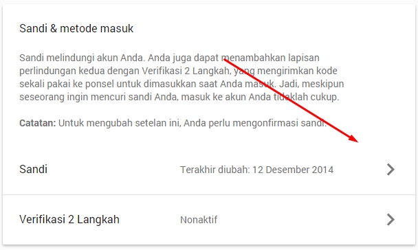 mengubah kata sandi google