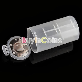 Translucent 2*AA to D Cell Battery Adaptor Holder Case